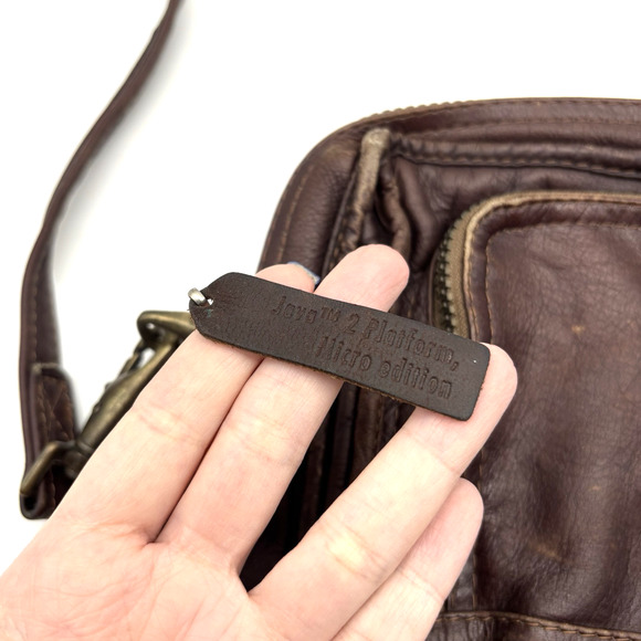 Vintage 90s Dilana Design Collection Brown Leather Organizer Crossbody Bag FLAWS - Picture 5 of 16